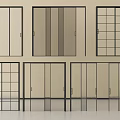 Different Sliding Door Designs With Glass Panels Grid Patterns And Frame Styles 3d model
