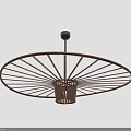 Modern Brown Chandelier with Radial Design Central Basket Structure and Home Ceiling Light Decor
