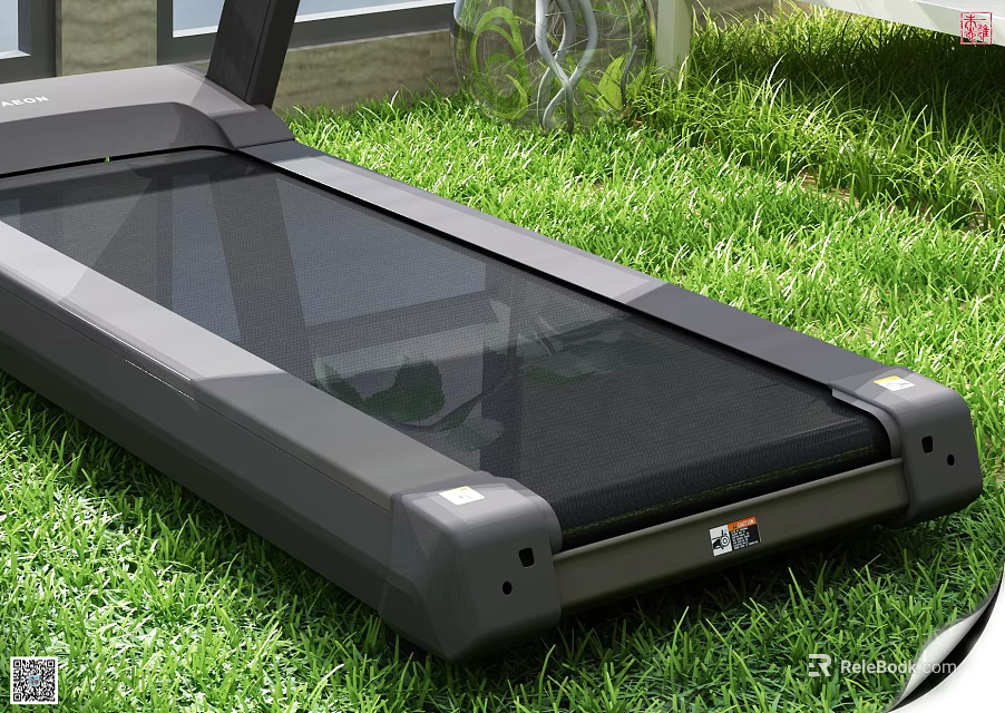 High Quality Outdoor Treadmill Fitness Equipment Standing On Fresh Green Grass Turf 3d model 
