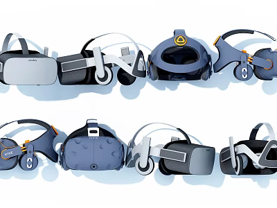 Different Styles Of VR Headsets Display With Various Designs And Features 3d model