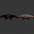 Two Headless Character Models With Black Outfit Gray Top And Red Gloves