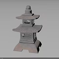 Traditional Japanese Stone Lantern With Pagoda Style Tiered Roof And Decorative Base