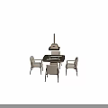 Elegant Light Luxury Mahjong Table And Four Upholstered Fabric Chairs Set For Leisure Game Room
