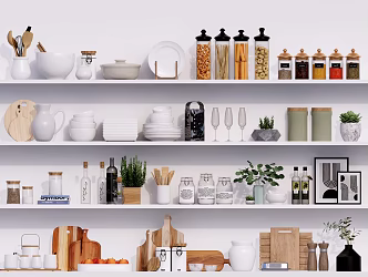 Modern Kitchen Supplies Combination Kitchenware Tableware Seasoning Dishes 3d model