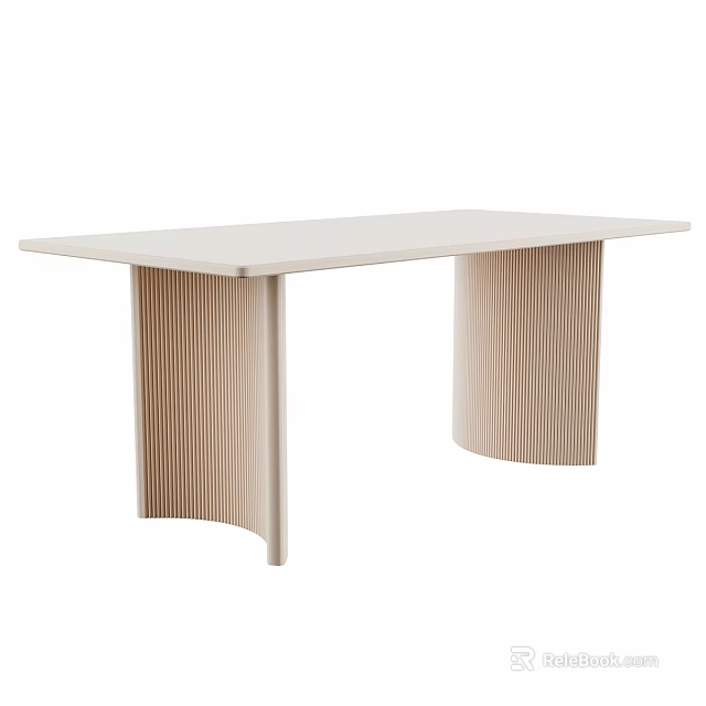 Modern Light Colored Dining Table With Vertical Striped Legs And Minimalist Design For Contemporary Interior 3d model 