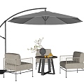 Modern Outdoor Table and Chair Leisure Table and Chair Outdoor Chair Sun Umbrella 3d model