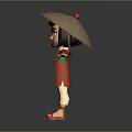 Two Cartoon Characters In Traditional Clothing With Red Blue Coats Flower Hairpin Bamboo Hat