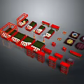 Traditional Double Bed With Red Frame Green Mattress And Matching Furniture