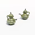Two Vintage Brass Teapots Featuring Classic Design And Ornate Lids
