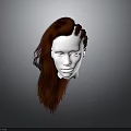 Character White Head Model with Long Red Hair and Braided Hairstyle