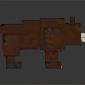 Pixel Art Brown Bear Figure With Blocky Design And White Snout Details