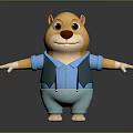 Animated Cartoon Marmot Character With Blue Shirt Green Vest And Outstretched Arms