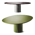Modern Green Round Dining Table With Sleek Surface And Cylindrical Leg Design 3d model