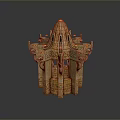 Intricate Decorative 3D Model of Traditional Tower Structure with Detailed Carvings and Ornamentation