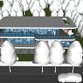 Modern Detached Villa Featuring Glass Curtain Walls Open Terrace And Twilight Lighting