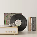 Modern record player book record player ornaments combination 3d model