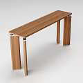 Modern Wooden Functional Desk With Rectangular Tabletop Sleek Design And Cylindrical Legs For Home Office 3d model
