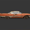 Orange Rusted Vintage Classic Car With Retro Design And Reflective Surface