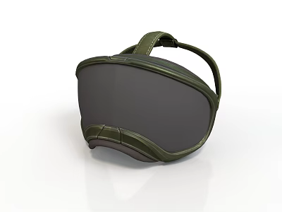 Green Protective Goggles With Dark Tinted Lens Sturdy Frame And Elastic Strap Design 3d model