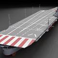 Aircraft carrier model with runway deck red circle marking white arrows and red white stripes