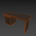 Modern Dark Colored Office Desk With Minimalist Design And Drawer Cabinet