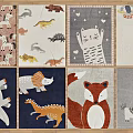 Colorful Square Rugs With Cute Animal Designs For Kids Bedroom Home Decor