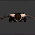 3D Female Character Model With Blue Accent Vest Black Arm Sleeves And Brown Pants