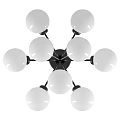Modern Black Frame Chandelier With Multiple White Globes For Interior Decor 3d model