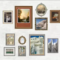 Diverse Framed Artworks On White Wall With Various Styles And