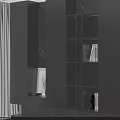 Elegant Modern Bookcase With Glass Doors Internal Lighting And Marble Accents