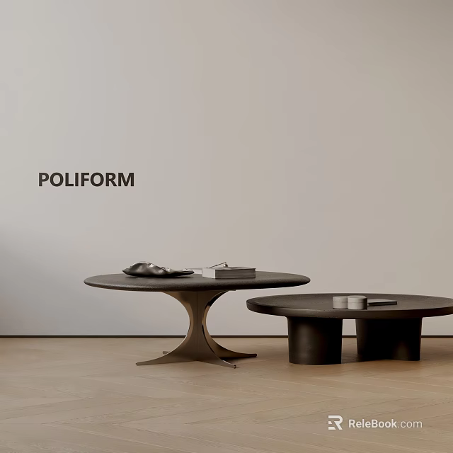 Poliform Modern Sofa Coffee Table Set With Stylish Round Tops And Unique Base Designs 3d model