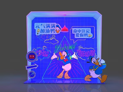 Modern Internet Celebrity Pushcard Photo Window Neon Light Meichen Roadshow Flash Shop 3d model