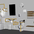 Accessible Bathroom Toilet With Yellow Grab Bars Mirror Sink And Safety Accessories
