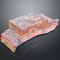 Ancient Brick And Stone Structure With Red Pink Tones And Mossy Base On Dark Background