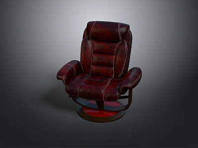 Burgundy Leather Office Chair With High Back Padded Armrests And Swivel Base 3d model