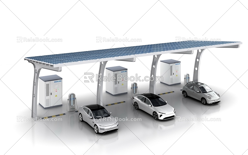 Solar photovoltaic storage and charging integrated parking lot industrial and commercial outdoor energy storage cabinet parking shed 3d model