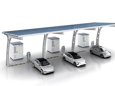 Solar photovoltaic storage and charging integrated parking lot industrial and commercial outdoor energy storage cabinet parking shed 3d model