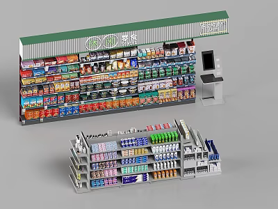 Retail Display Shelves with Various Products on Organized Multiple Layers 3d model