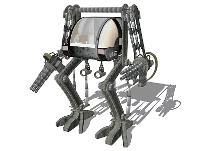 Intelligent Machine With Mechanical Arms Legs Transparent Cockpit Gears And Robotic Appendages 3d model