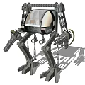 Intelligent Machine With Mechanical Arms Legs Transparent Cockpit Gears And Robotic Appendages