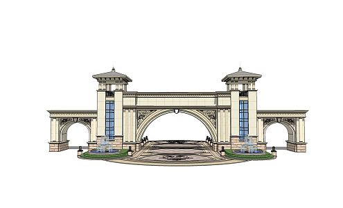 European-style entrance gate 3d model