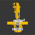 Industrial Yellow Robotic Arm Assembling Car Components In Automotive Manufacturing Process 3d model