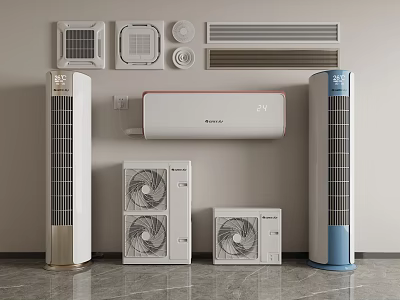 Various Air Conditioners and Fans with Wall Mounted Floor Standing and Table Models 3d model