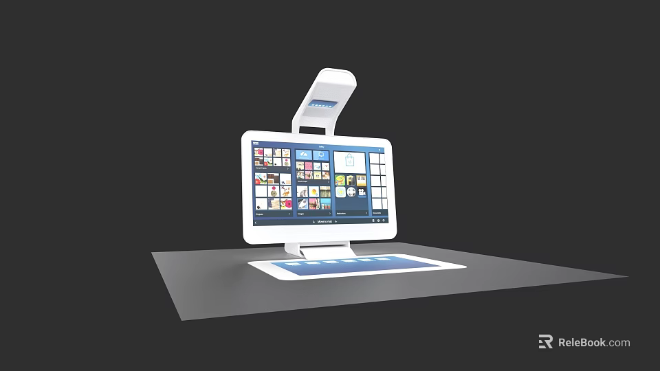 Commercial POS Terminal With Touchscreen Display Scanner And Retail Platform 3d model 