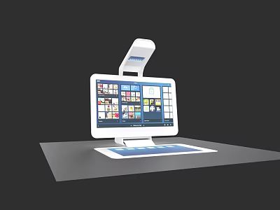Commercial POS Terminal With Touchscreen Display Scanner And Retail Platform 3d model