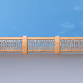 Traditional Chinese Wooden Railing with Intricate Carved Patterns and Segmented Panels