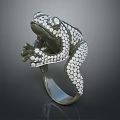 Unique Frog Shaped Ring With Green Metal Base And White Diamond Inlays