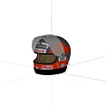 Red And Black Racing Helmet With Malboro Logo And Transparent Visor