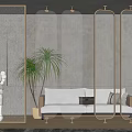 Modern Glass Room Divider With Metal Frame In Contemporary Interior