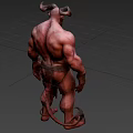 Game Movie Demon Character With Horns Muscular Build Red Skin And Tail